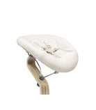 White headrest with wooden arm on a white background