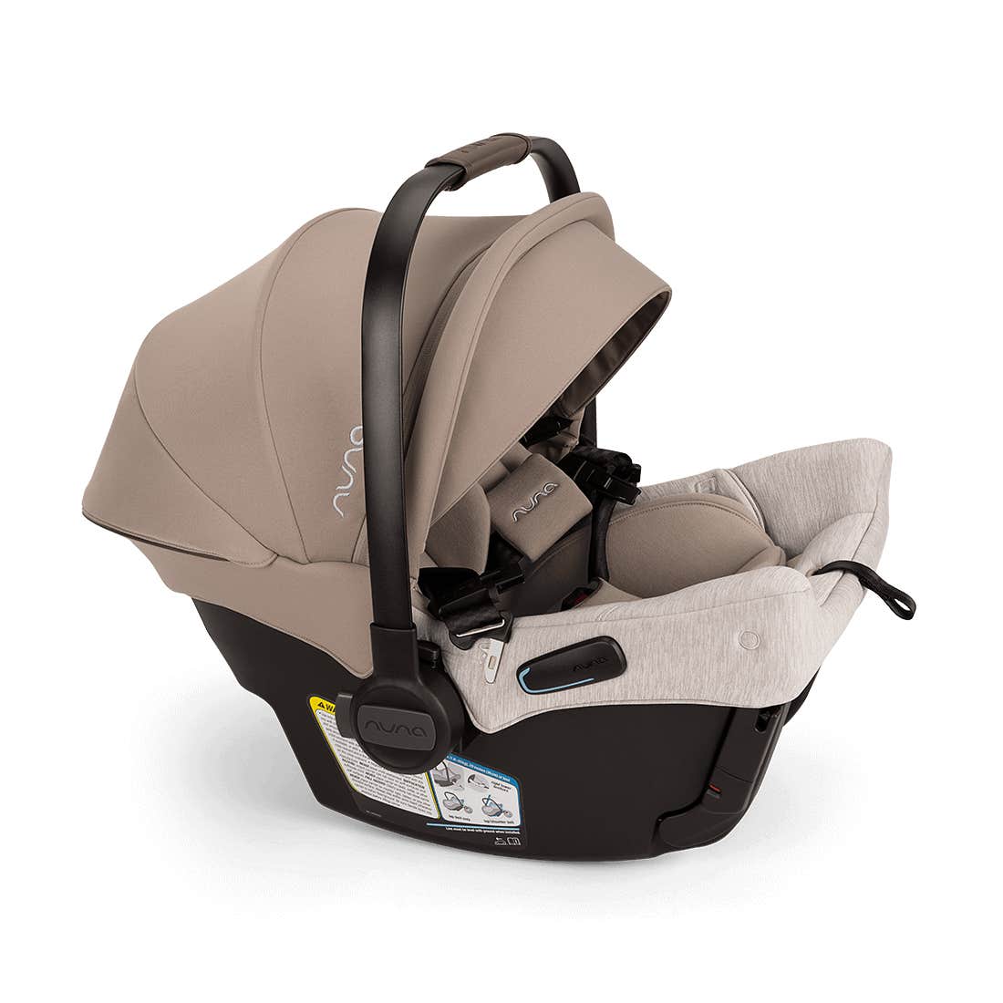 Beige and black car seat with Nuna branding on a white background