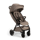 Brown baby stroller on a white background