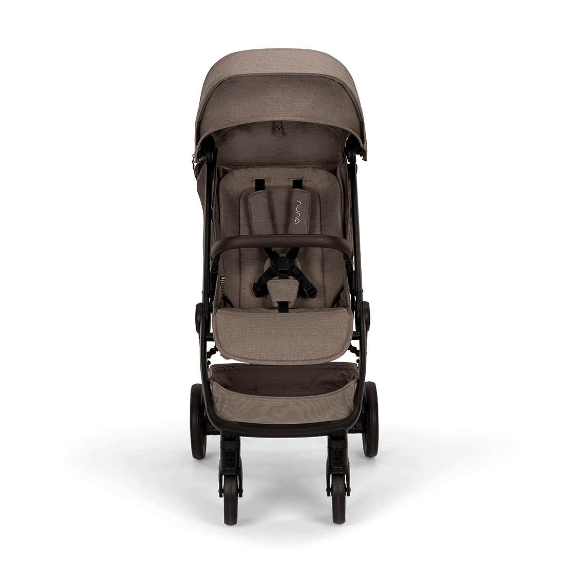 Brown stroller on a white background