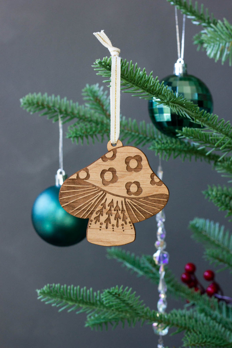 Mushroom Wood Ornament by Hereafter