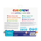 Cub Crew product label with color options and washing information on a white background