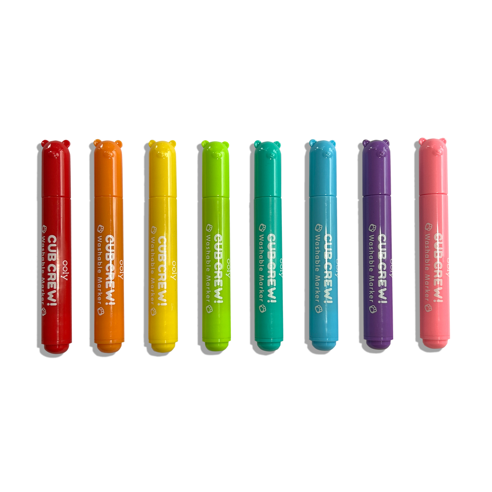 Set of colorful hair color products with 'Cub Crew!' branding on a white background