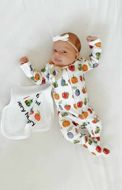 Organic 2 Way Zipper Footie - The Very Hungry Caterpillar/Fruit by Loved Baby