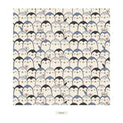 A repeating pattern of cartoon penguins in shades of gray, blue-gray, black, and white, with small speech bubbles reading 'Hello' and hearts, shown on a light beige background. The word 'Norland' appears below the square design.