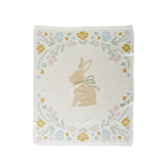 Organic Cotton Blanket - Pastel Bunny by The Blueberry Hill