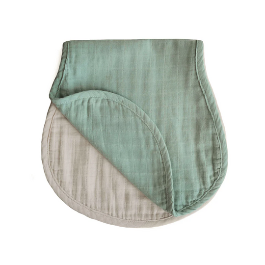 Organic Muslin Burp Cloth 2 Pack - Roman Green/Fog by Mushie & Co
