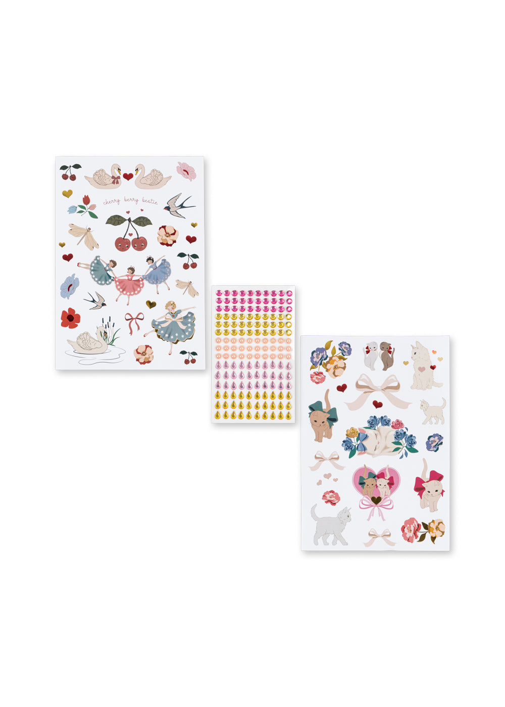 Set of decorative stickers with various designs on a white background