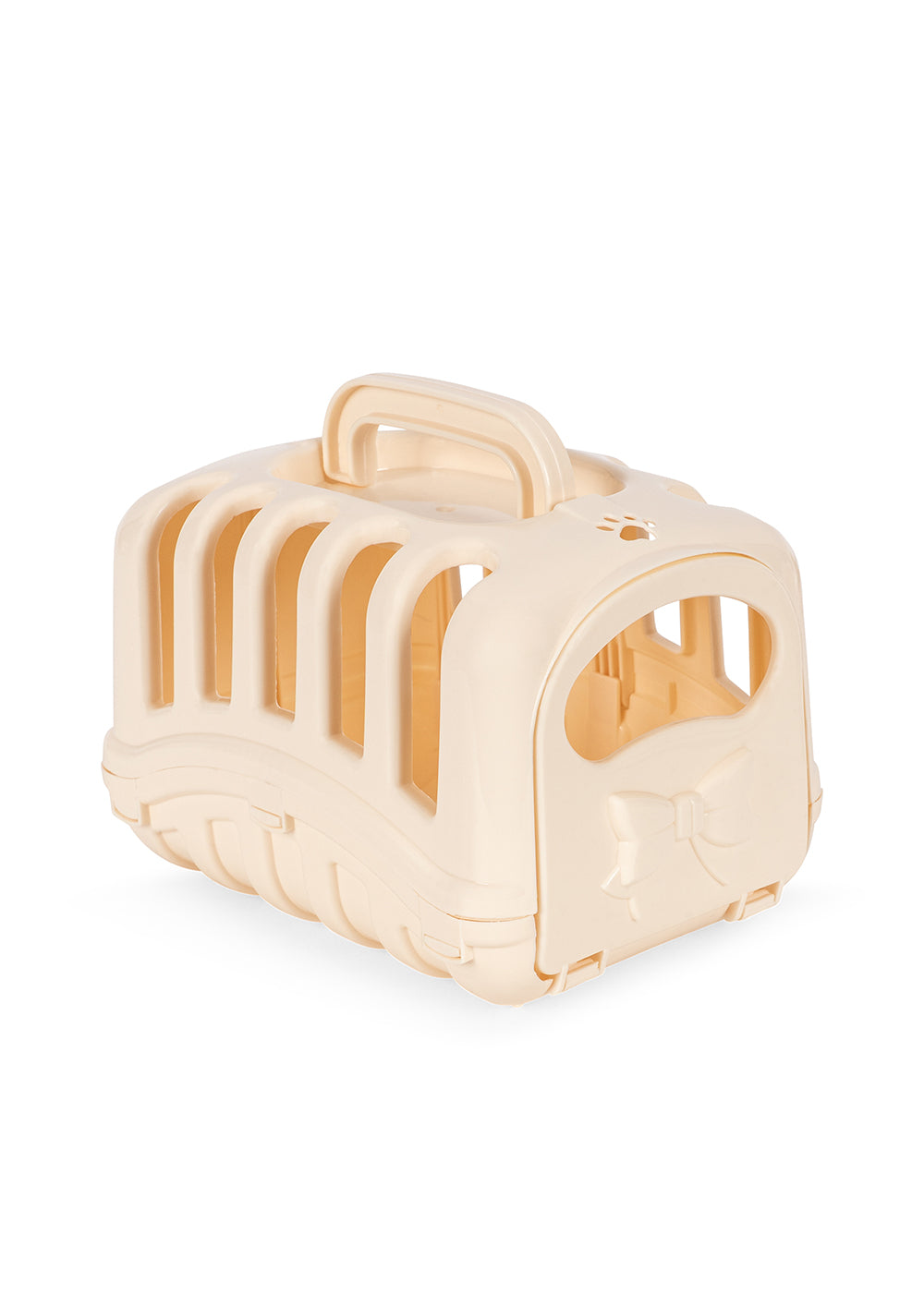 Beige pet carrier on a white background
