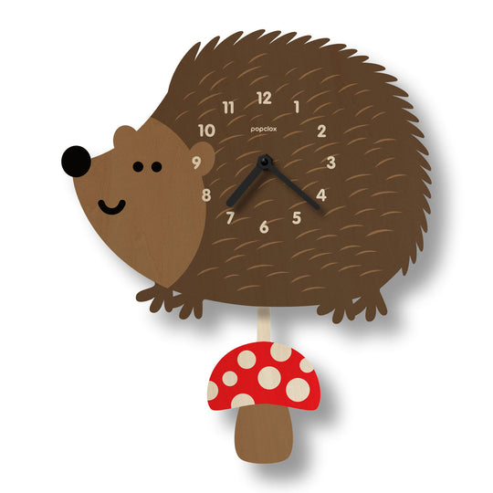 Hedgehog Wood Pendulum Clock by Popclox