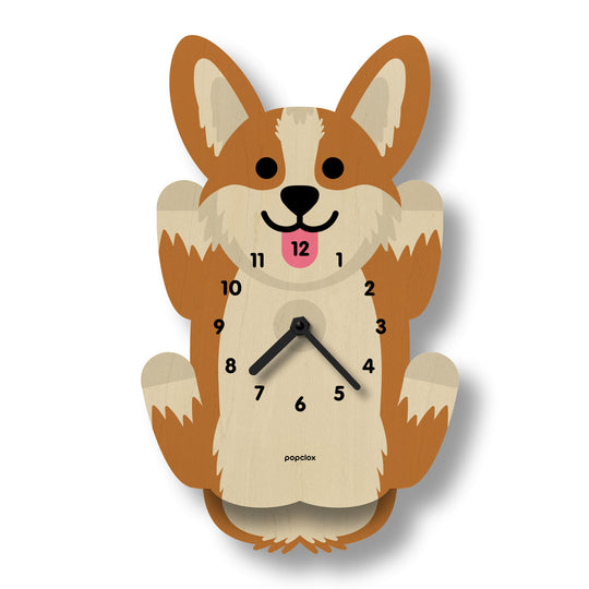 Corgi Wood Pendulum Clock by Popclox