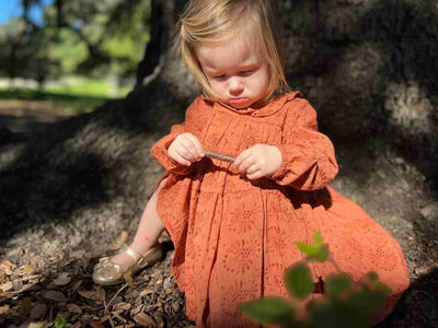 Sweet Party Dress - Rust Eyelet by Poppet & Fox