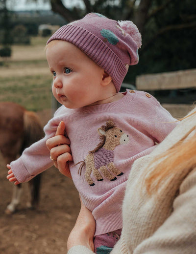 On The Farm Jumper - Primrose Melange Pony by Purebaby