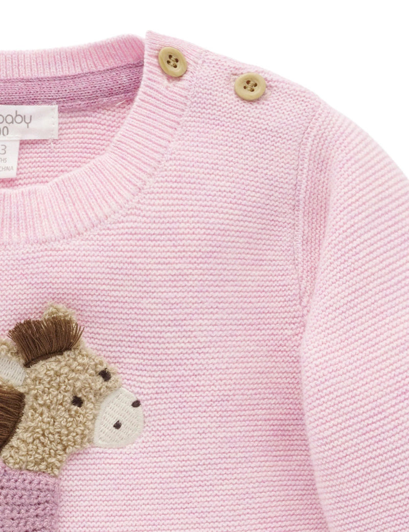 On The Farm Jumper - Primrose Melange Pony by Purebaby