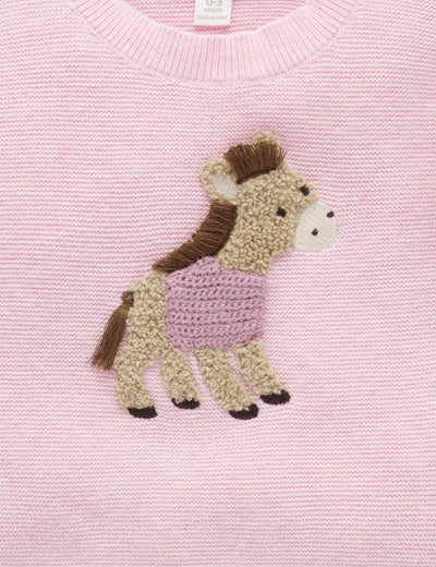 On The Farm Jumper - Primrose Melange Pony by Purebaby