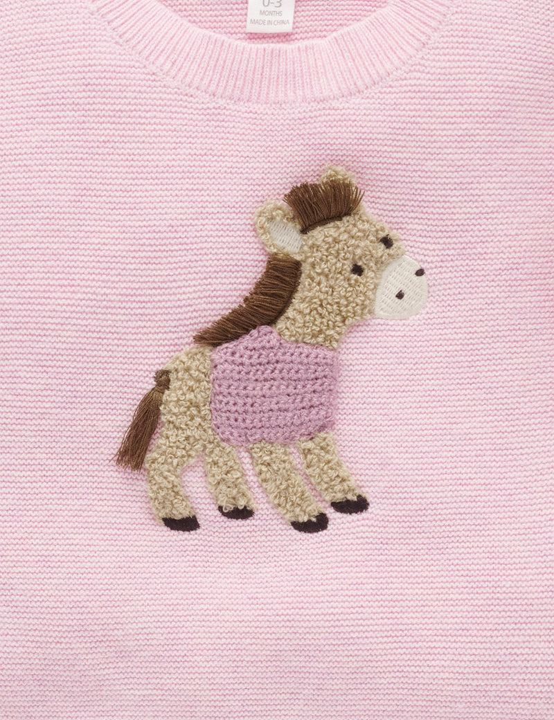 On The Farm Jumper - Primrose Melange Pony by Purebaby
