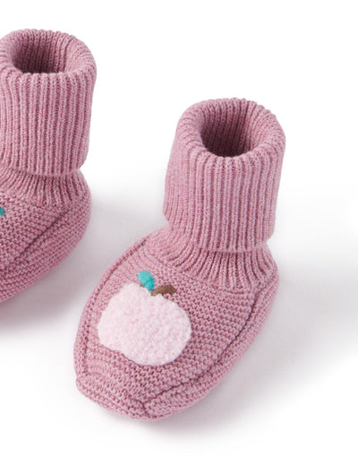 Apple Knitted Booties - Lavender Melange by Purebaby