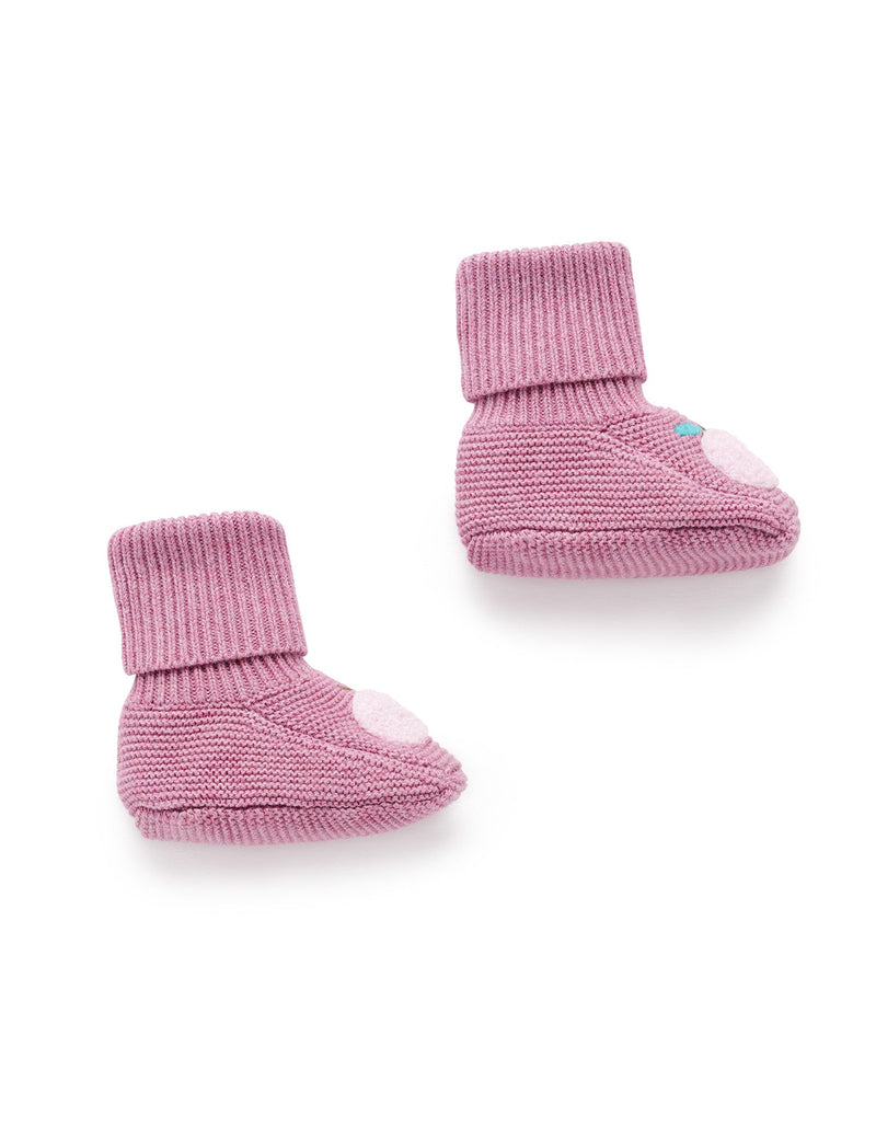 Apple Knitted Booties - Lavender Melange by Purebaby
