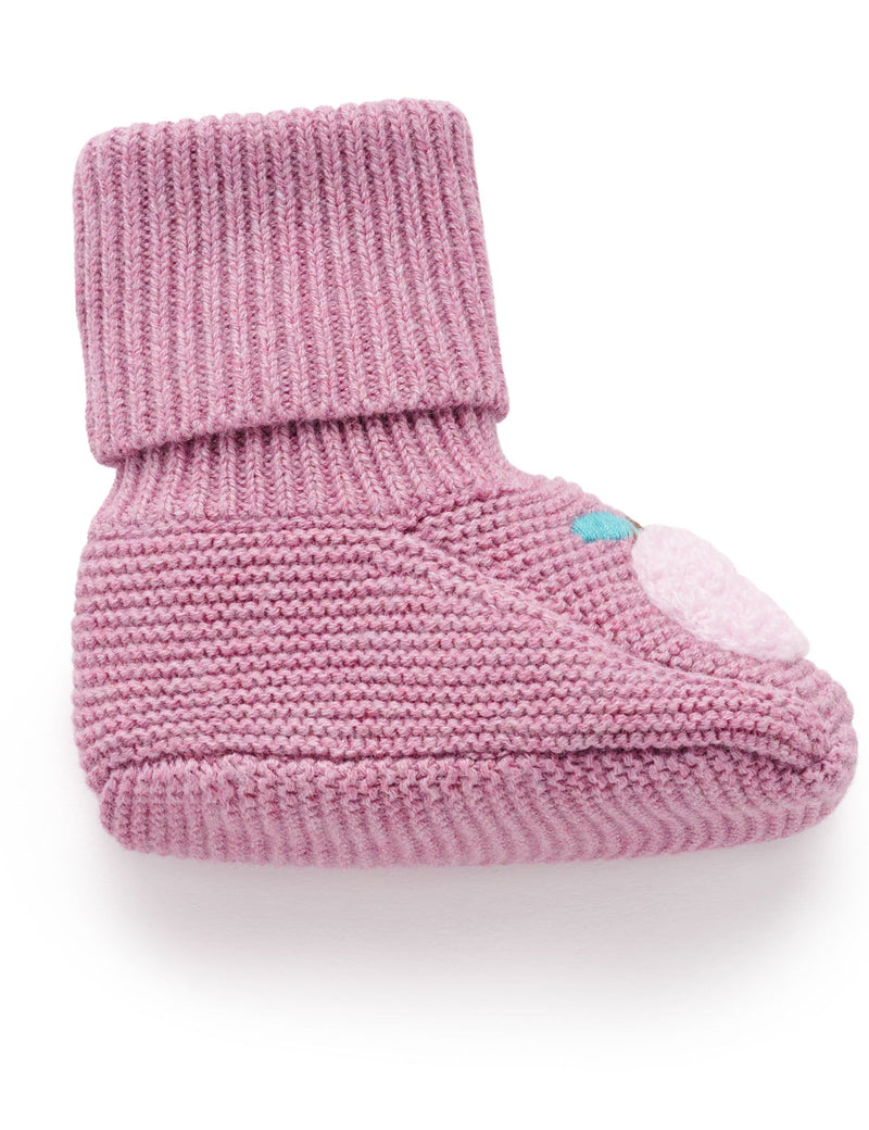 Apple Knitted Booties - Lavender Melange by Purebaby