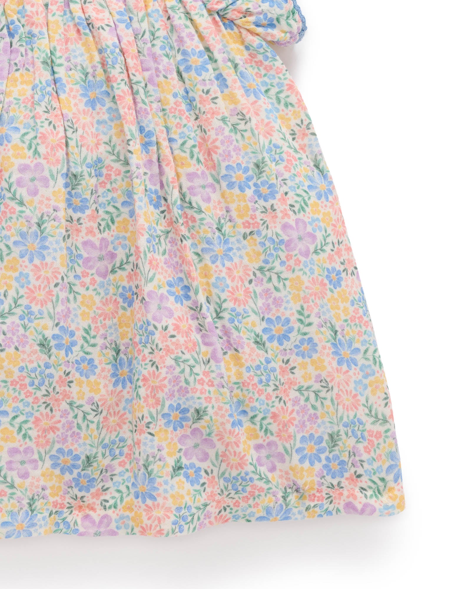 Floral dress with pastel colors on a white background
