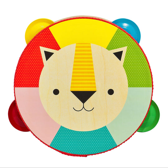 Kaleidoscope Lion Wooden Tambourine by Petit Collage