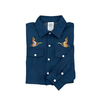 Redford Pearl Snap Button Up  - Mallard Denim by Velvet Fawn - FINAL SALE