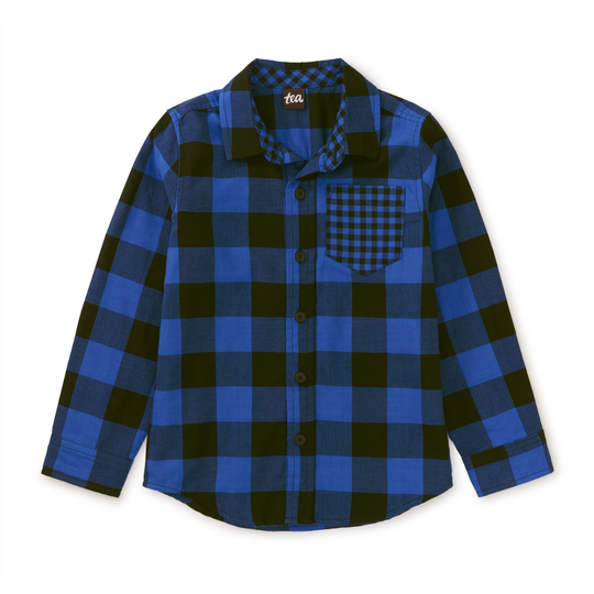 Double Weave Plaid Button Up - Bursa Plaid by Tea Collection - FINAL SALE