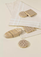 Wooden shoe trees on a white background
