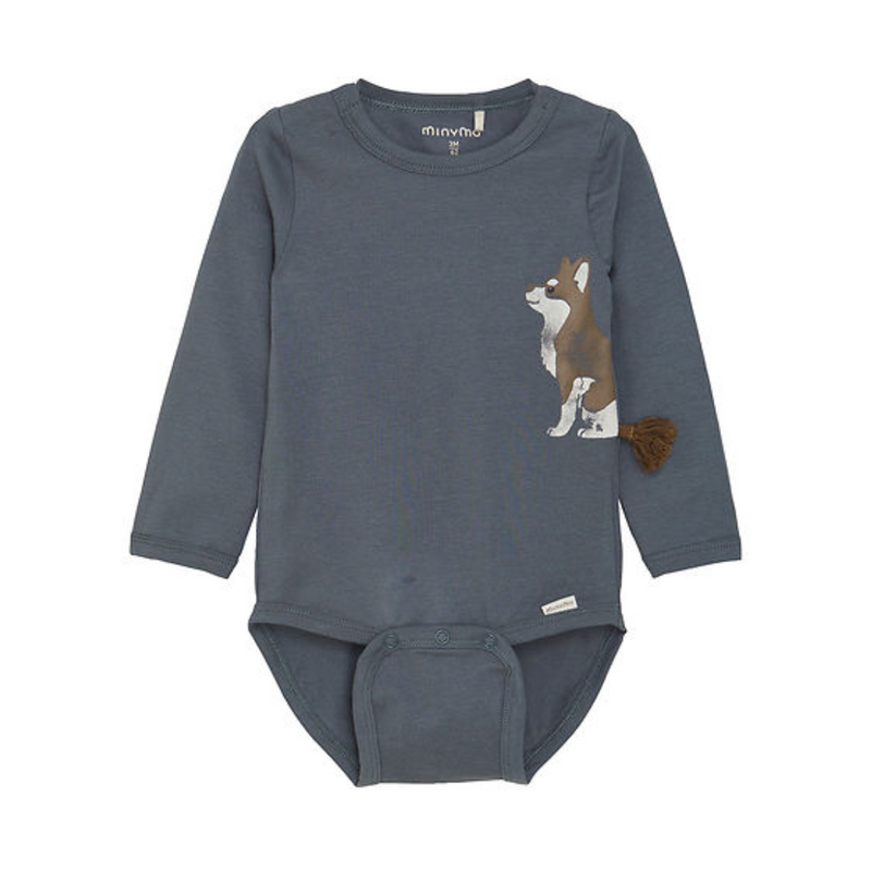 Puppy Tail Long Sleeve Bodysuit - Stormy Weather by Minymo