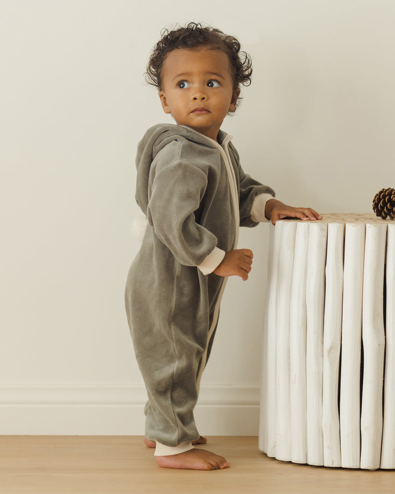 Velour Zip Jumpsuit - Forest by Quincy Mae