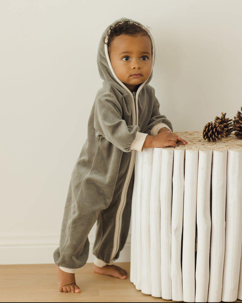 Velour Zip Jumpsuit - Forest by Quincy Mae