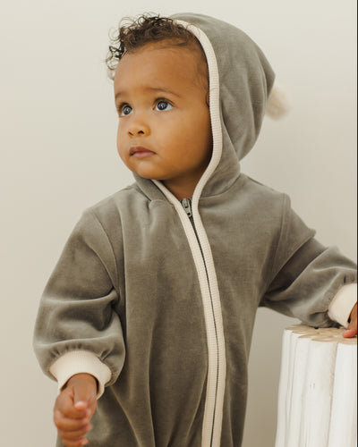 Velour Zip Jumpsuit - Forest by Quincy Mae