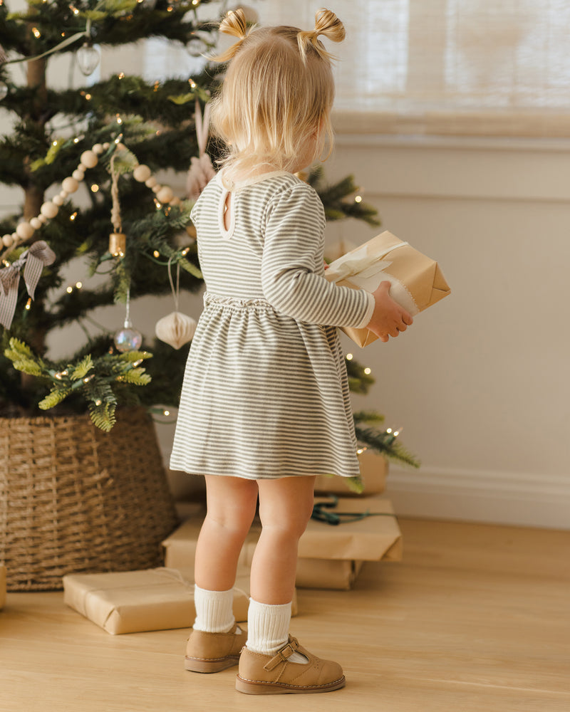 Alda Dress - Forest Stripe by Quincy Mae