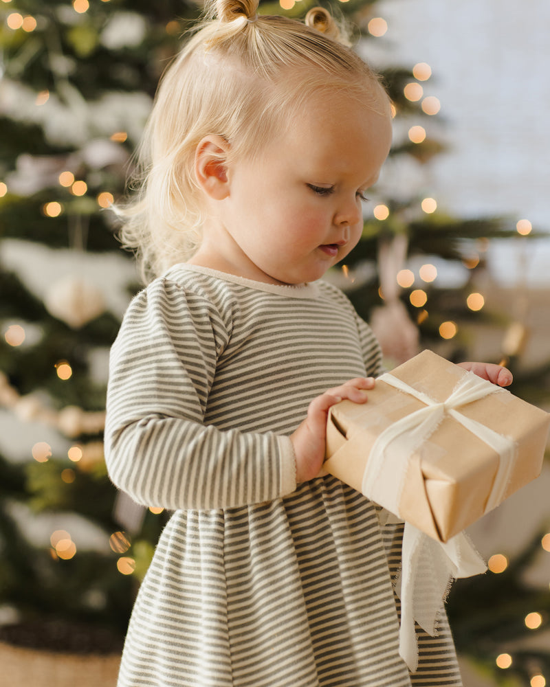 Alda Dress - Forest Stripe by Quincy Mae