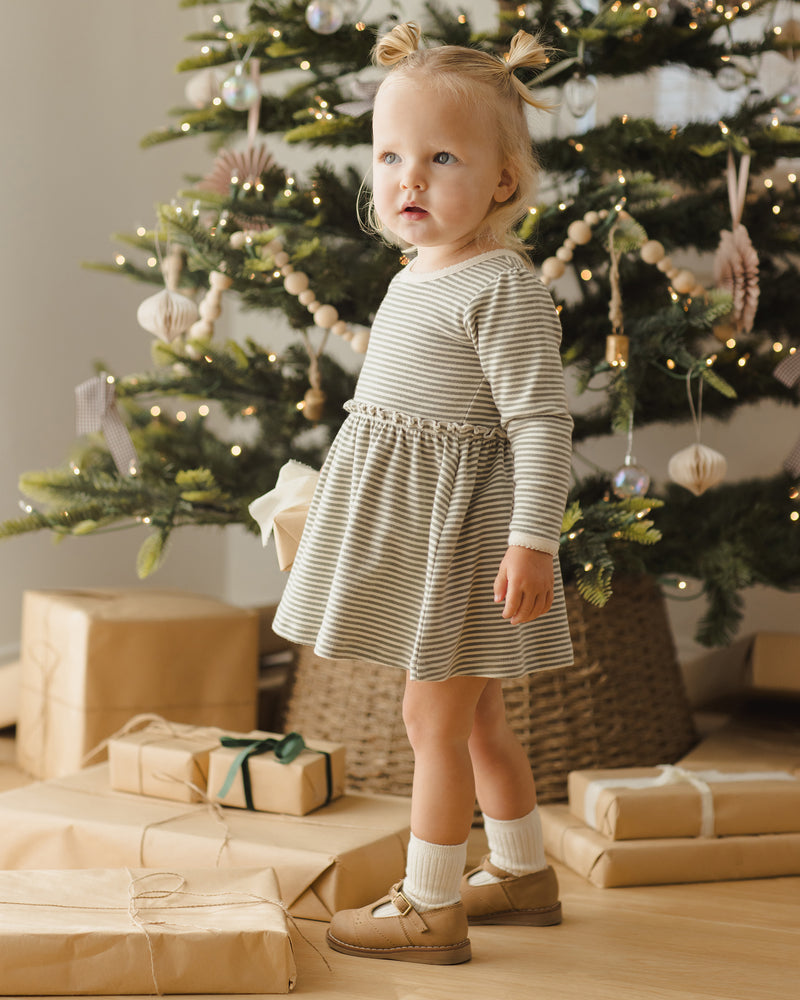 Alda Dress - Forest Stripe by Quincy Mae