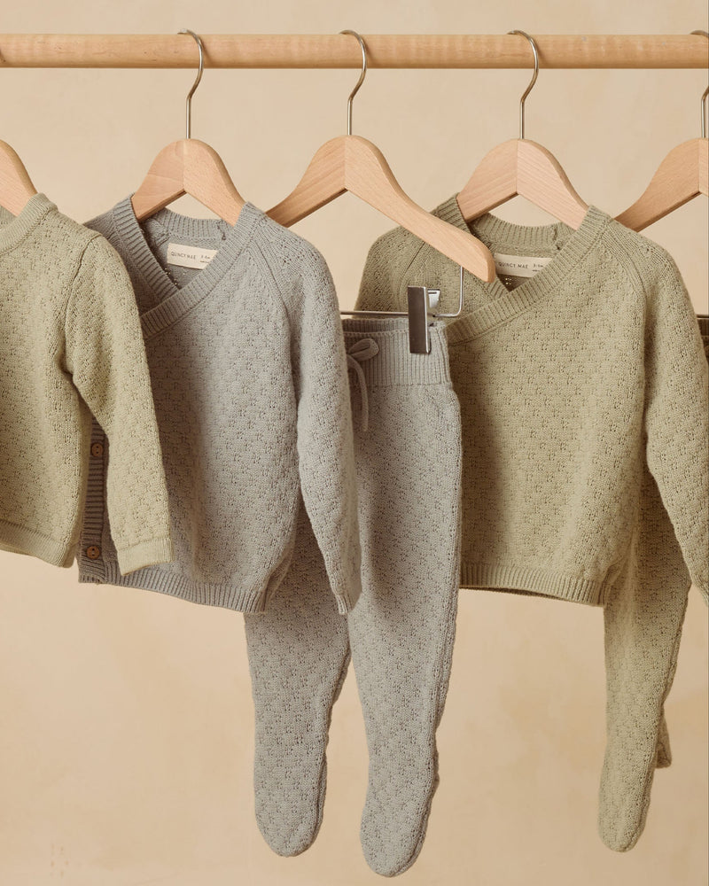 Knit Wrap Top + Pant Set - Steel Blue by Quincy Mae