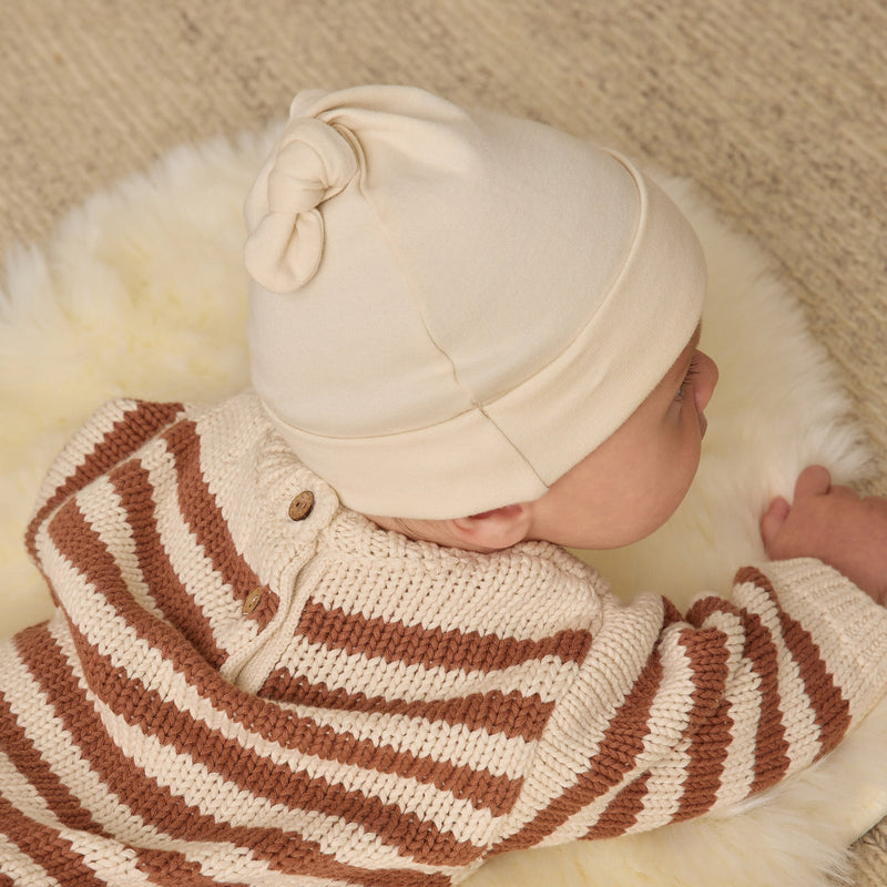 Knotted Baby Hat - Natural by Quincy Mae