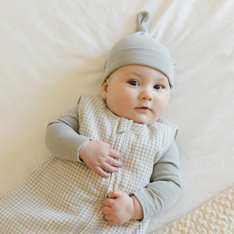 Bamboo Knotted Baby Hat - Steel Blue by Quincy Mae
