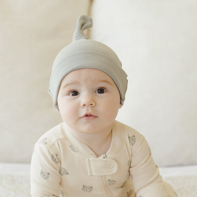 Bamboo Knotted Baby Hat - Steel Blue by Quincy Mae