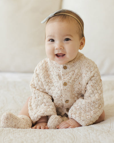 Bubble Knit Cardigan - Natural Confetti by Quincy Mae