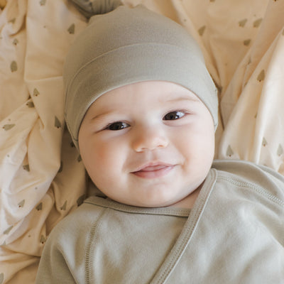 Bamboo Knotted Baby Hat - Steel Blue by Quincy Mae