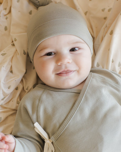 Wrap Top + Footed Pant Set - Steel Blue by Quincy Mae