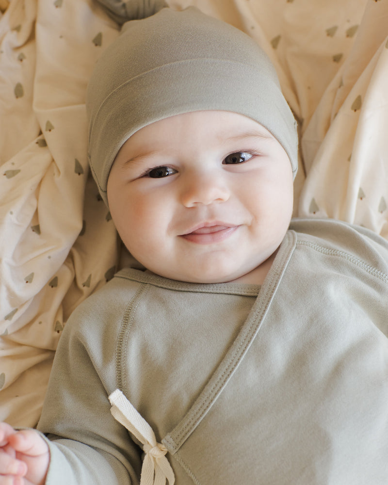 Wrap Top + Footed Pant Set - Steel Blue by Quincy Mae