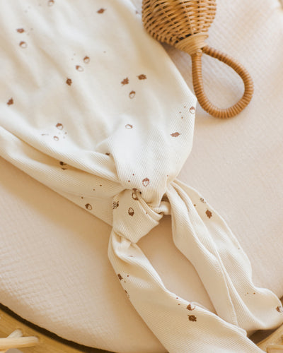 Knotted Baby Gown + Hat Set - Acorns by Quincy Mae - FINAL SALE