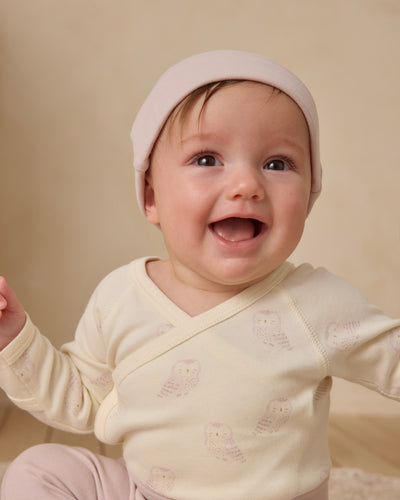 Side Snap Bodysuit + Pant Set - Snow Owls by Quincy Mae