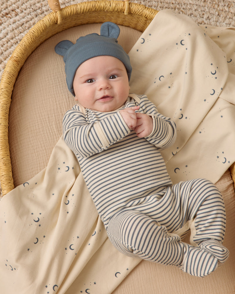 Baby Footie - Ocean Micro Stripe by Quincy Mae
