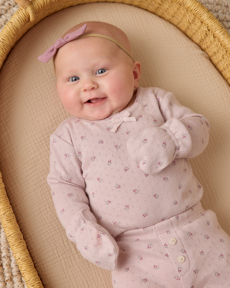 Pointelle Long Sleeve Tee + Legging - Lilac Ditsy by Quincy Mae