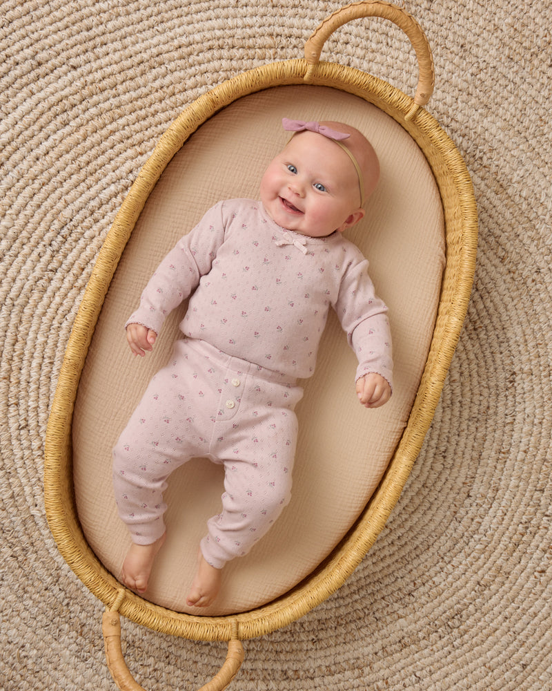 Pointelle Long Sleeve Tee + Legging - Lilac Ditsy by Quincy Mae