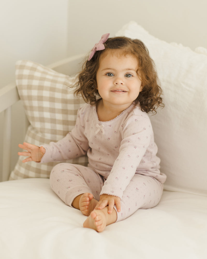 Pointelle Long Sleeve Tee + Legging - Lilac Ditsy by Quincy Mae