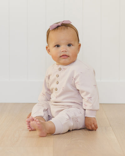 Relaxed Fleece Jumpsuit - Bows by Quincy Mae
